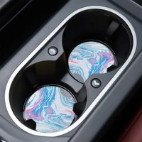 car interior blue marble pattern absorbent cup holder car coaster rubber drink coaster set suitable for women and men