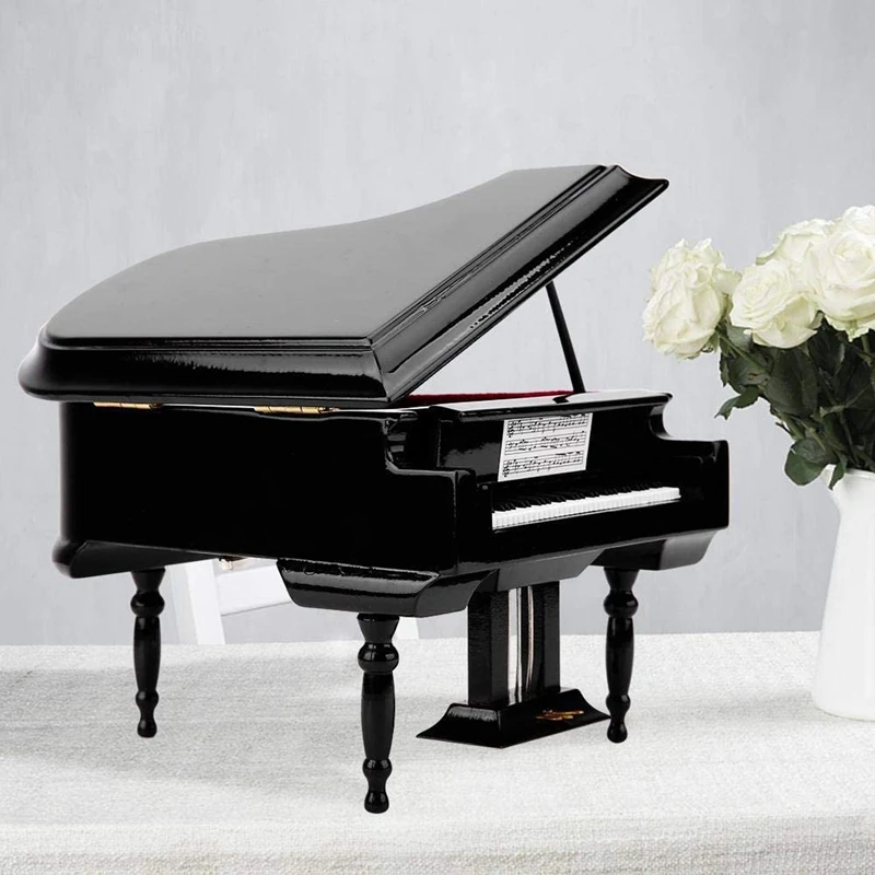Miniature Grand Piano Model Kit Musical Instrument with Chair for Home Office Decoration(Black Without Music) Large | Игрушки и хобби