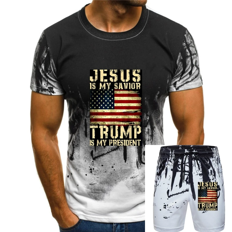 

Black Jesus Is My Savior Trump Is My President For Men Women Shirt 100% Cotton Custom Special Print Tee Shirt