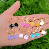 new fashion korean smiling face dangle earrings cute coin round earrings for women party jewelry gift accessories birthday gift