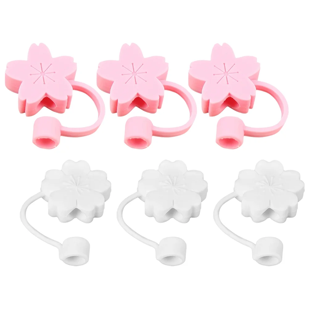 

6 Pcs Silicone Straw Cap Tip Cover Lids Stopper Glass Suction Cup Dust Plugs Caps Covers Reusable Drinking Tips