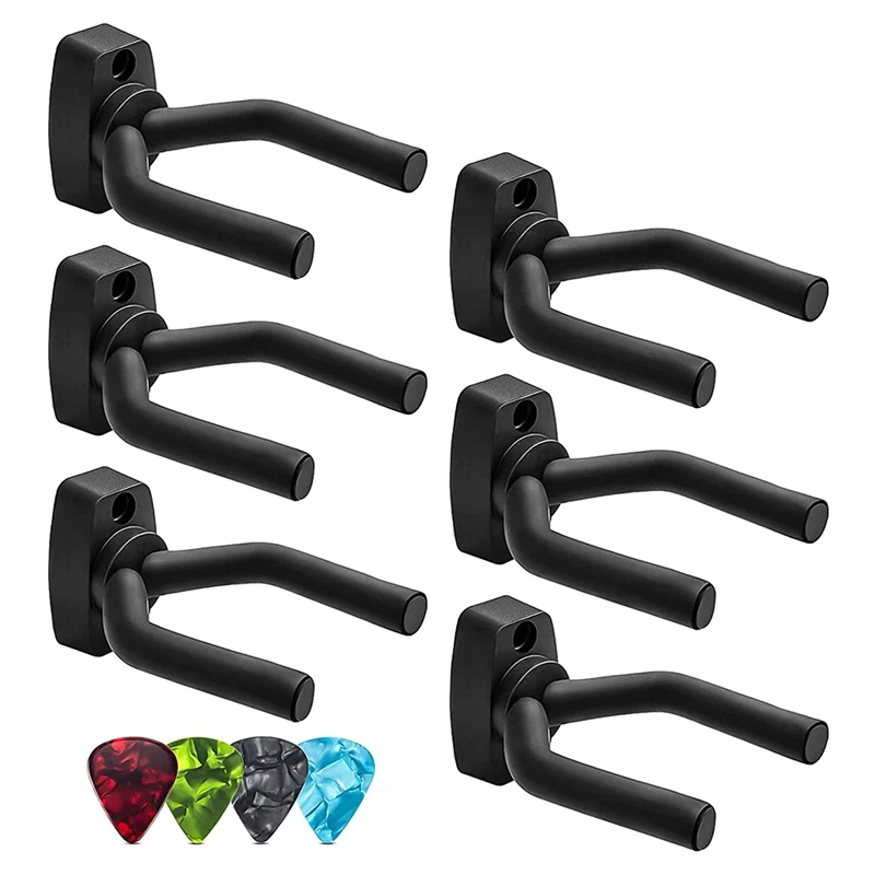 

Настенный крючок-вешалка для акустической гитары, 6 шт., черная подвесная головка для гитар, басов, укулеле