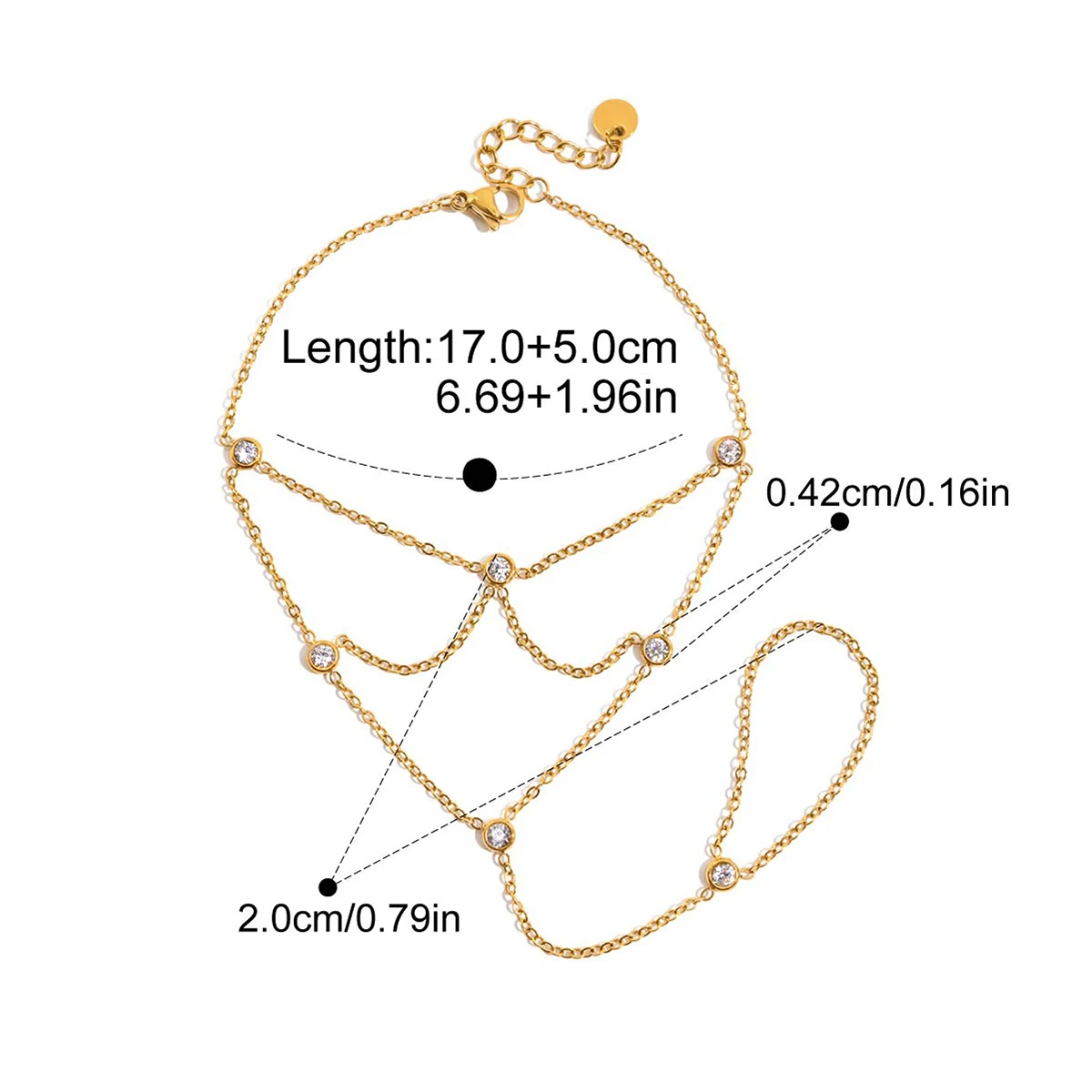Yori белый сетчатый браслет с кисточками из кубического циркония 18K с PVD-покрытием водонепроницаемый полированный металлический подарок для подруги ювелирные изделия (art.: 3920d2009e2af) - 3920d2009e2af