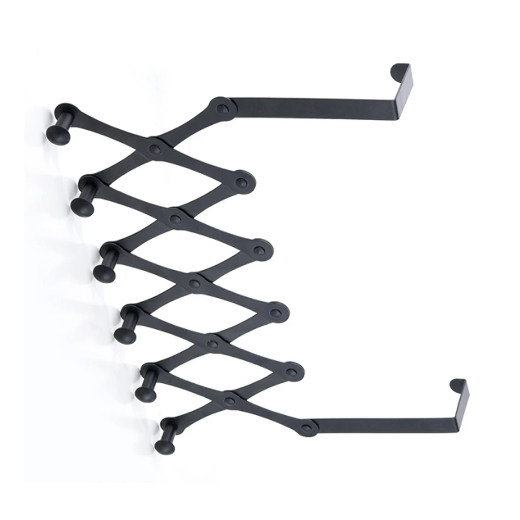 

Stainless Steel Door Rear 6 Hooks Telescopic Overdoor Holder Clothes Hat Organizer Bathroom Kitchen Living Room