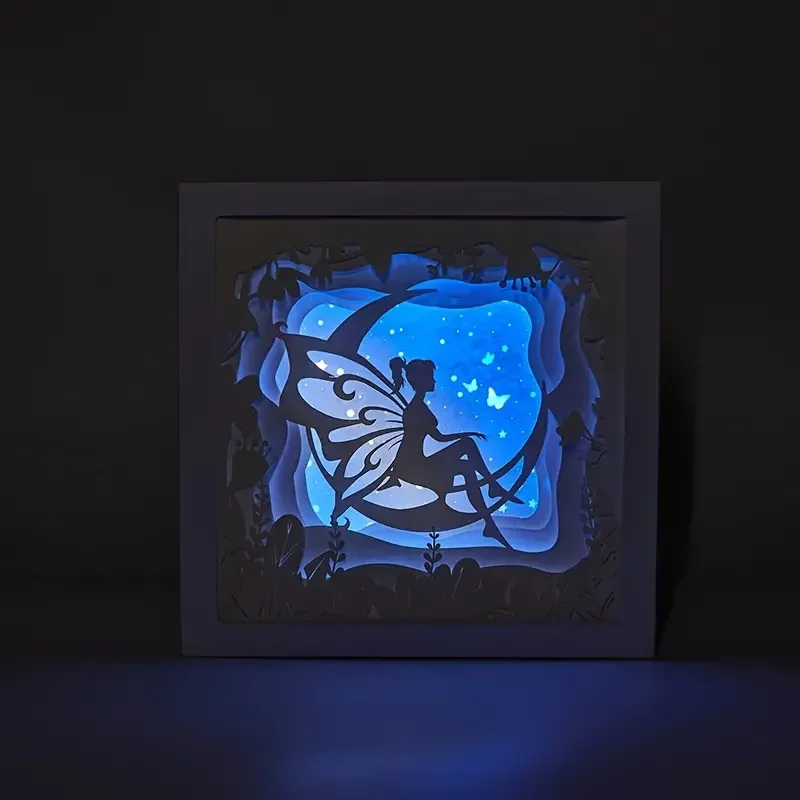 

HMTX 1pc Fairy Light Flower 3D Light And Shadow Paper Carving Lamp Gift