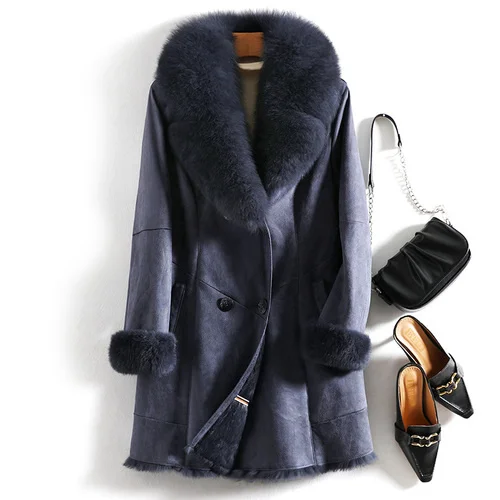 

Fur Fox 2023 Collar New Fur Coat Winter Coat Women Fur All-in-one Snow Rabbit Fur Jacket for Women Mid-length Women's Clothing F