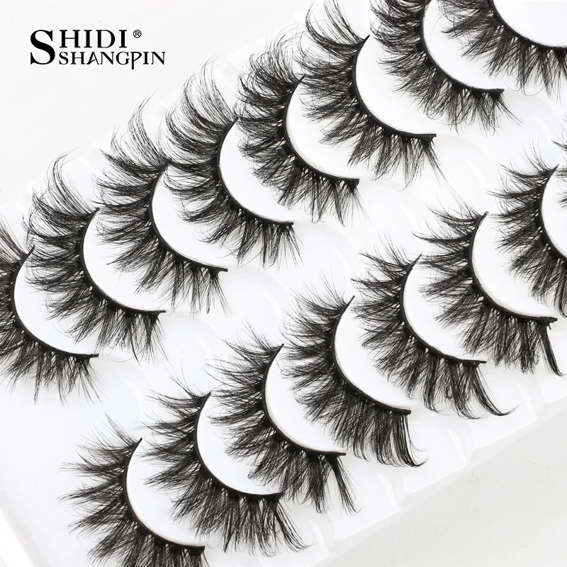 

SHIDISHANGPIN DD Curl Russian Strip Lashes 4/10 Pairs 3D Faux Mink False Eyelashes Fluffy Volume Dramatic Fake Lashes Faux Cils