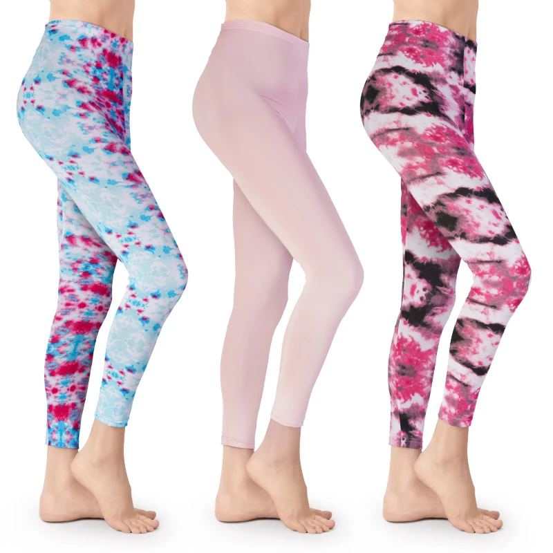 

[3 Pack] Tie Dye Leggings for Women Athletic Casual Lounge and Yoga Pants Double Brushed 4-Way Stretch Ultimate Comfort and Butt
