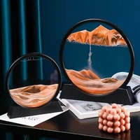 moving sand 3d art picture round glass hourglass deep sea flowing sand scene dynamic display artwork home decoration ornament