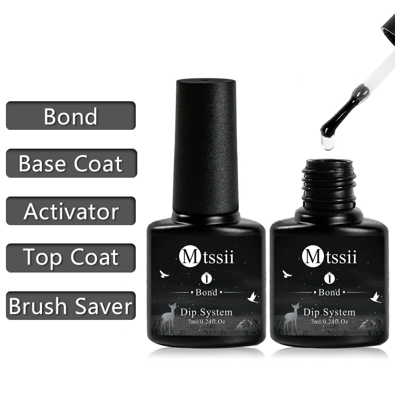 

Mtssii 5pcs Glitter Dipping Nail Powder Set Natural Dry Without Lamp Cure Dippping System Powder 7ml Bond Activator Liquid Kit