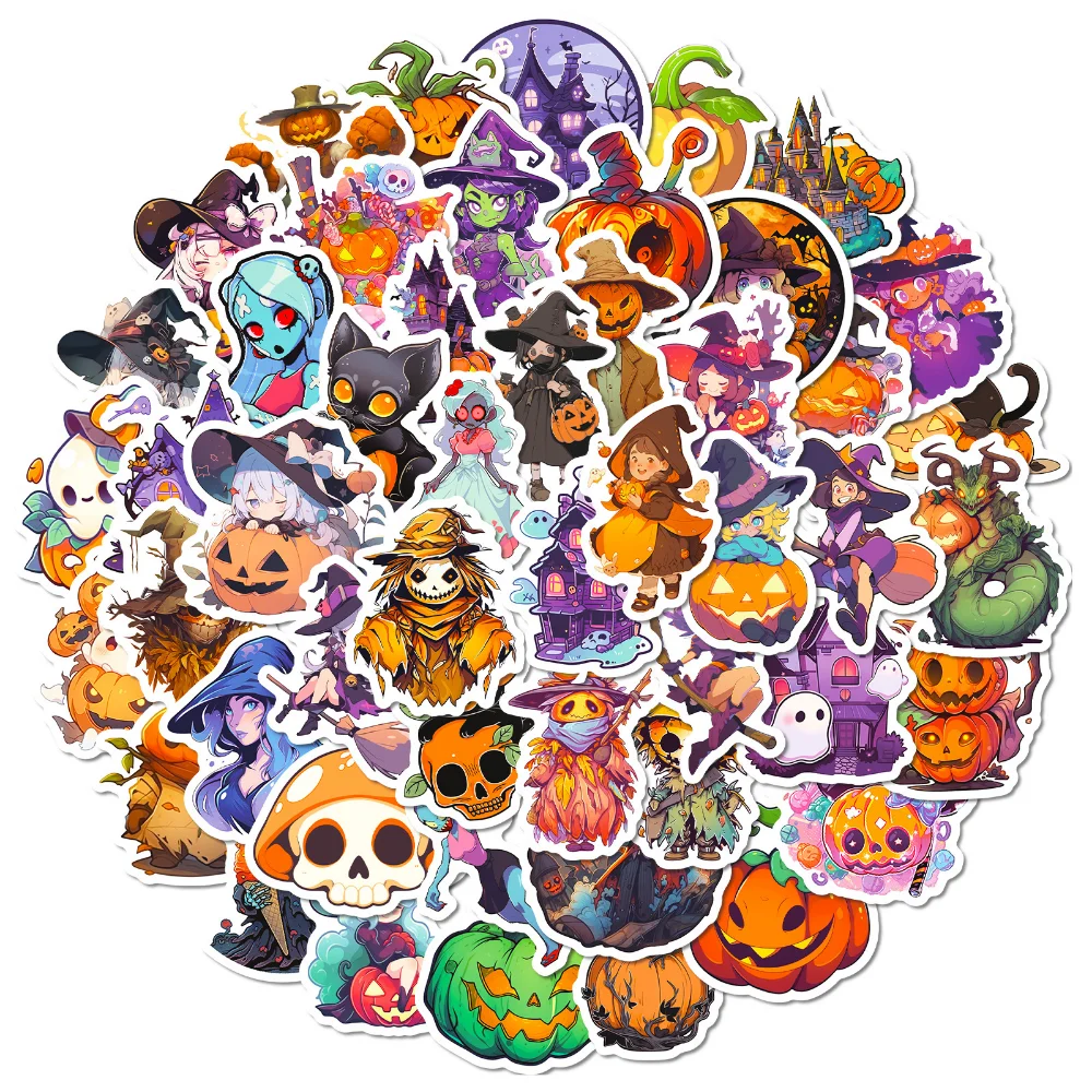 

10/50Pcs Pumpkin head skateboard fashion Hallowmas Stickers For Suitcase Skateboard Laptop Phone Car Styling DIY Decal