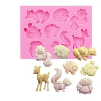 cute animal shaped squirrel deer owl food grade silicone mold fondant chocolate mould kitchen diy baking tools