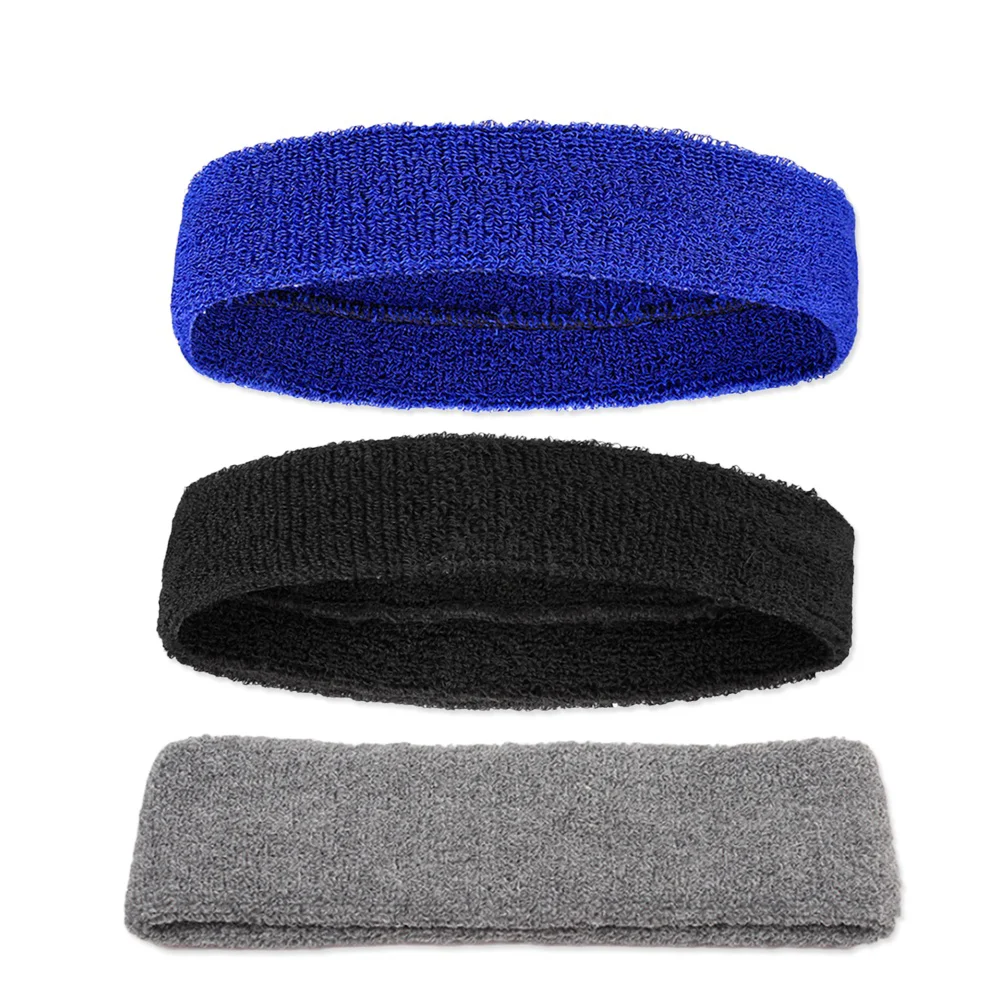 

3 PCS Sweatbands Headbands Sports Headbands Moisture Wicking Athletic Cotton Terry Cloth Sweat Absorbing Hair Bands for Man