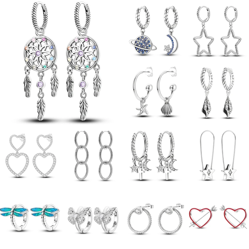 

CYCUFF Silver Earrings 925 Sterling Silver U Shape Heart Star Earring Hoop Earrings For Women Wedding Engagement Birthday Gift