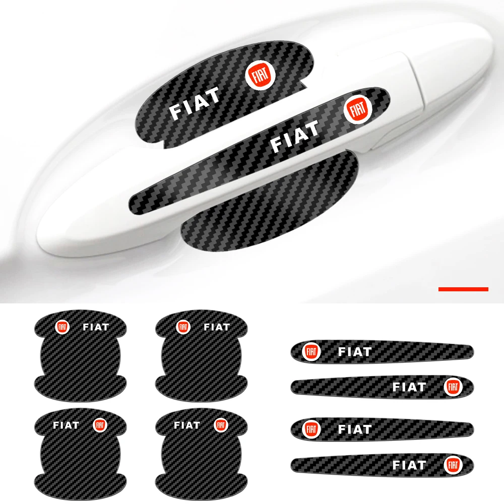 

8pcs/Set Car Door Sticker Carbon Fiber Anti-Scratch Cover Car Handle Protector Film Appearance Auto Accessories For Fiat Punto