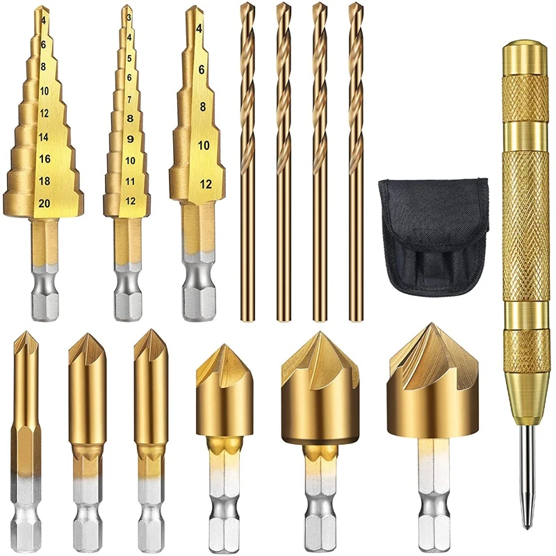 

Step Drill Bit Set 1/4 Inch Hex Shank 5 Flute Countersink Drill Bit Set 3Mm M35 HSS Cobalt Twist Drill Bit