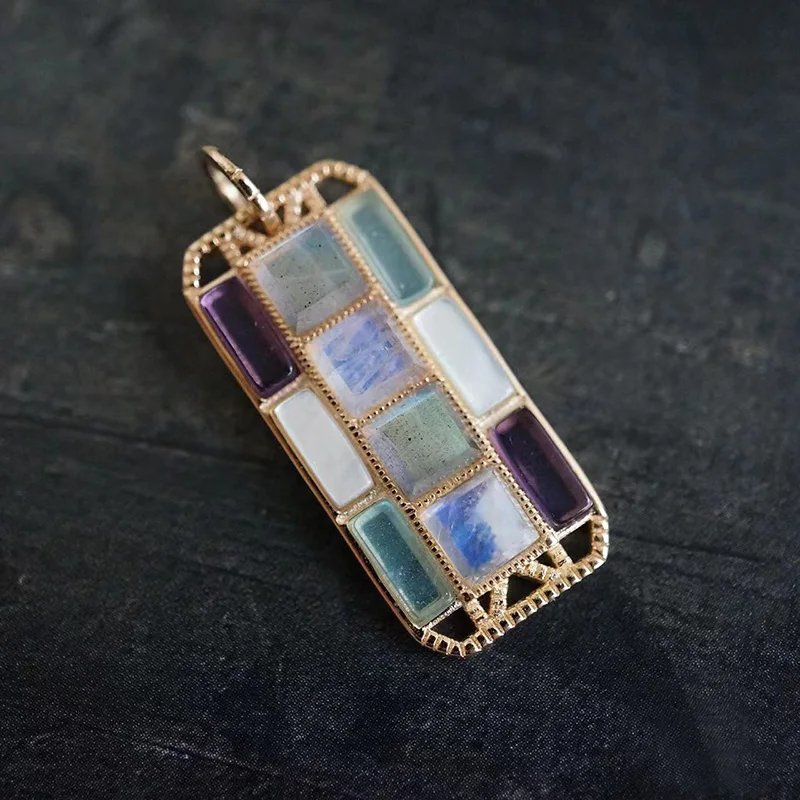 LAMOON натуральный лунный камень лабрадорит цветной драгоценный подвеска