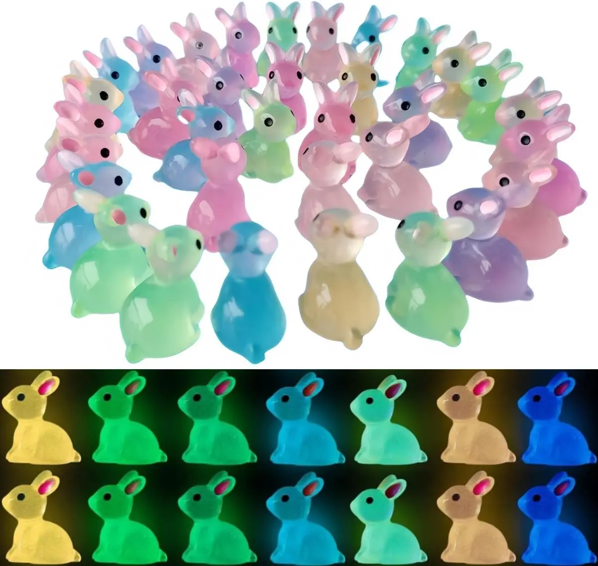 50 шт. Светящиеся мини-кролики из смолы