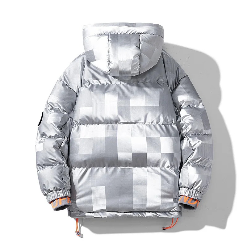 Mens Fashion Color blocking Winter Punk Hooded Jacket Outdoor Cold Proof Warm Sports Cotton Padded Clothes  Plus Size Clothes