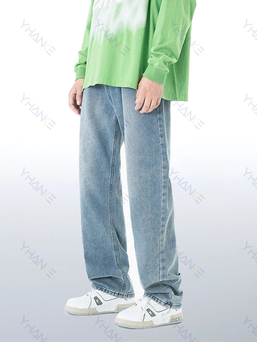 European and American Street Hip Hop Jeans Men Ins Trend Hiphop Straight Wide Leg Pants Fashion Streetwear Ins Hot Sale Y2k Pant