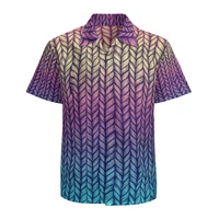 Rainbow Gradient Chunky Knit Pattern Man's Hawaii Shirts Design Art Square Neck Tops 3D Shirt Humor Top Quality Gift Idea
