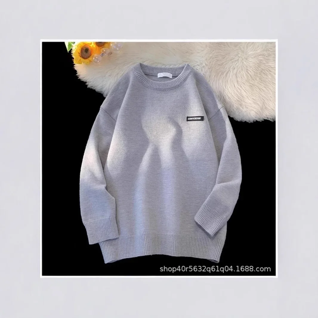 Свитер с круглым вырезом в японском стиле для мужчин и женщин осень-зима новый