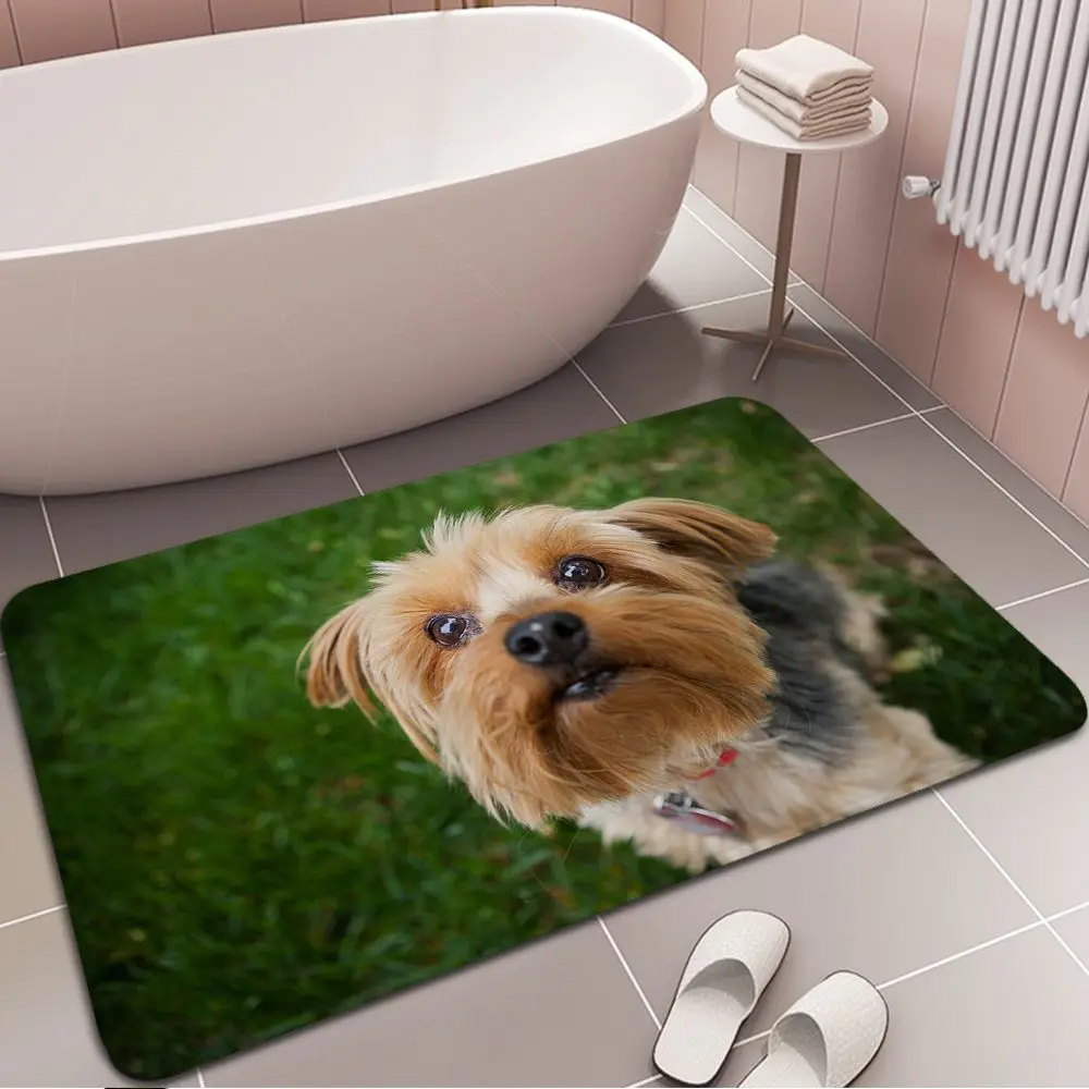 

Yorkshire Terrier Dog Puppy Printed Flannel Floor Mat Bathroom Decor Carpet Non-Slip For Living Room Kitchen Welcome Doormat