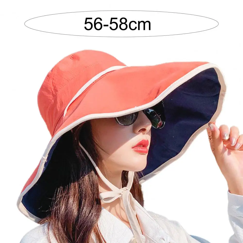 

Practical Sun Cap Convenient Double-sided Wide Brim Hat Fine Workmanship Stylish Women Sun Hat Vacation Supply