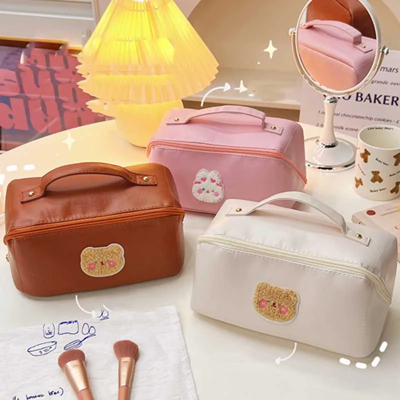 

Kawaii Pu Большая дорожная косметичка для женщин, косметический Органайзер, вместительная косметичка, сумка для хранения для женщин, коробка дл...