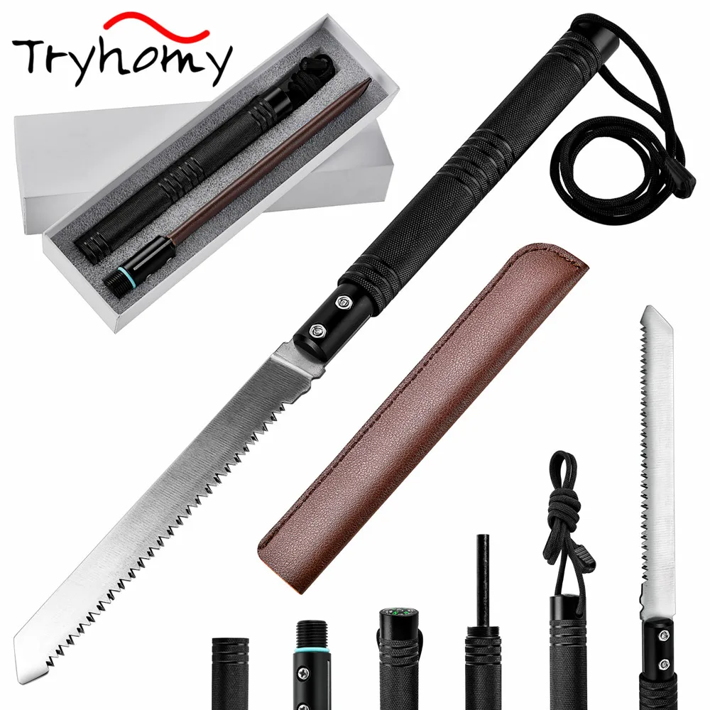 

Портативная ручная пила, резной садовый инструмент для резки дерева и кемпинга, с твердыми зубцами и компасом, многофункциональный инструм...