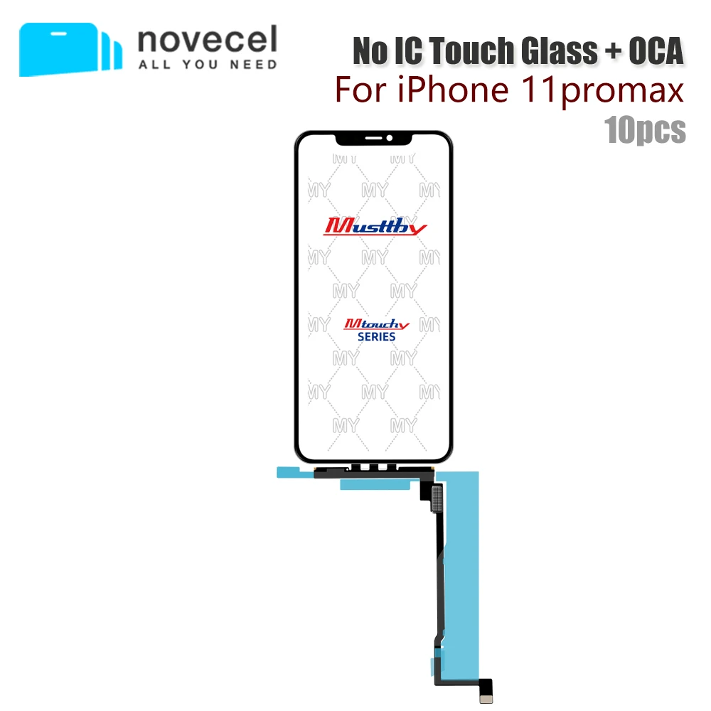 

NOVECEL 10pcs For iPhone 11 Pro 11Pro Max Original NO IC Touch Screen Glass With OCA Glue Screen Digitizer Outer Panel Replace