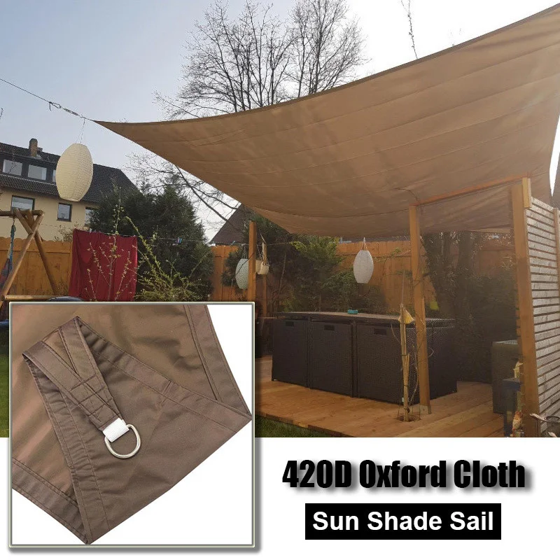 

Square Triangle Rectangle Shade Sail 420D Oxford Waterproof Sun Shade Sail Coffee Color Anti UV Garden Patio Awning Canopy
