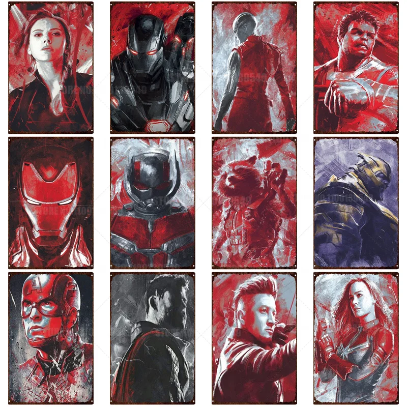 

Disney декоративная табличка винтажный металлический знак Железный человек Капитан Америка художественная живопись настенный художественны...