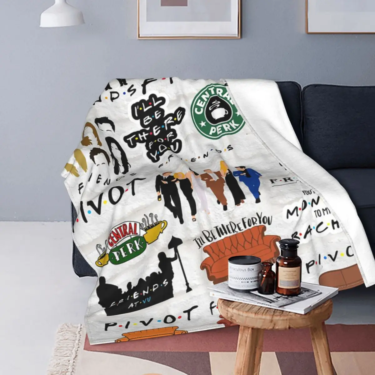 

Friends Central Perk TV Knitted Blankets Flannel Cartoon Super Soft Throw Blankets for Home Couch Bedspread 09