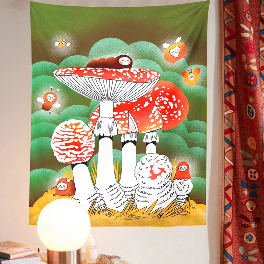 

Fly Agaric гобелен с изображением гриба настенное украшение в стиле бохо, волшебный гриб, Хэллоуин, Trippy, настенное украшение