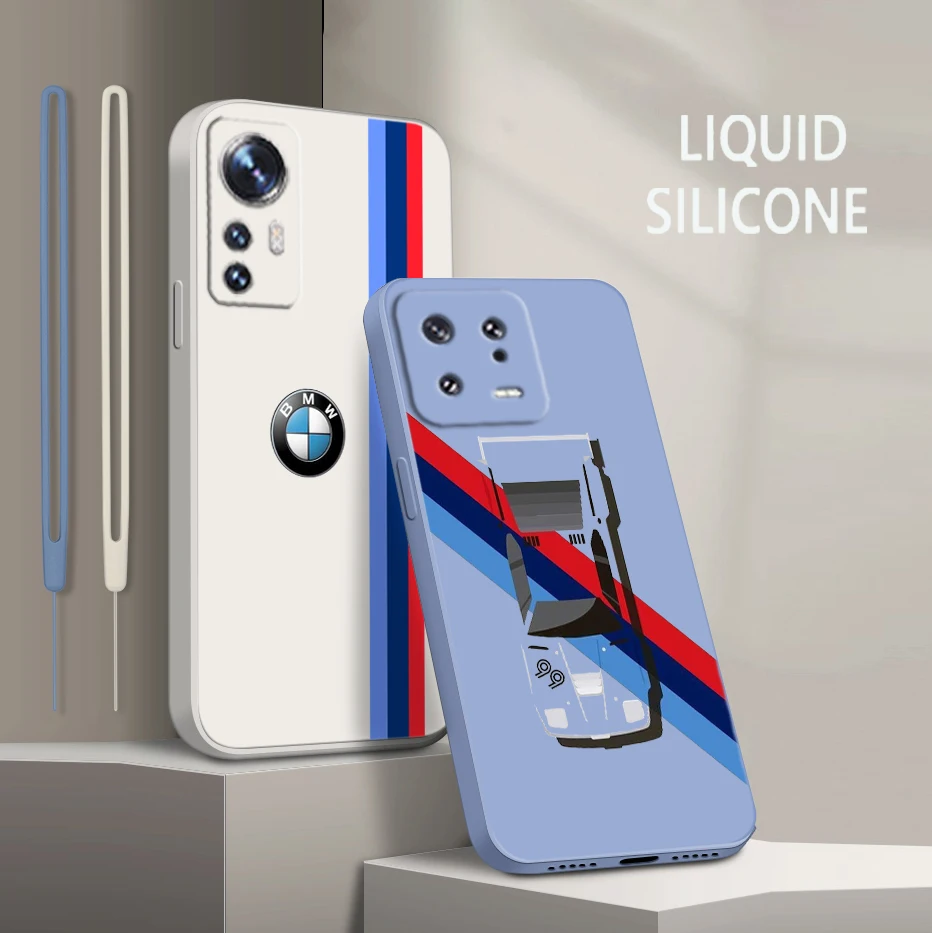 

Bmw Red Blue Car For Xiaomi Mi 13 12 12T 11 11T 10 10T 9 9SE Lite Pro Ultra A3 Liquid Rope Silicone Phone Case Coque Capa Fundas