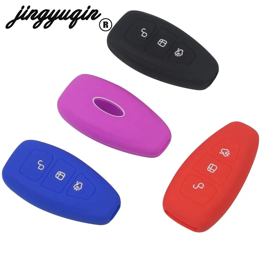 

jingyuqin 50pcs/lot New Silicone Car Key Case Cover For Ford Fiesta Focus C-Max B-Max Kuga Escape Ecosport Smart Car Style