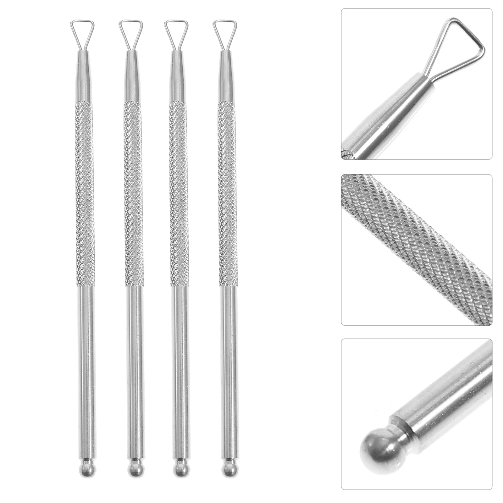 

4Pcs Cuticle Pusher Triangle Cuticle Peeler Scraper Remover Professional Manicure Pedicure Cleaner Tool for Salon, Silver