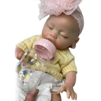 35 CM Soft Full Body Solid Silicone Bebe Reborn Doll Can drink milk can pee boneca reborn corpo de silicone