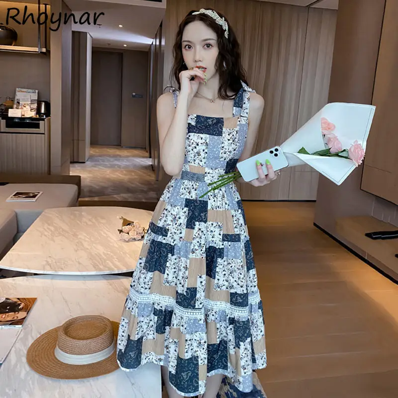 

Женское платье без рукавов в стиле ретро, элегантное простое базовое платье во французском стиле для отдыха, летняя популярная повседневна...