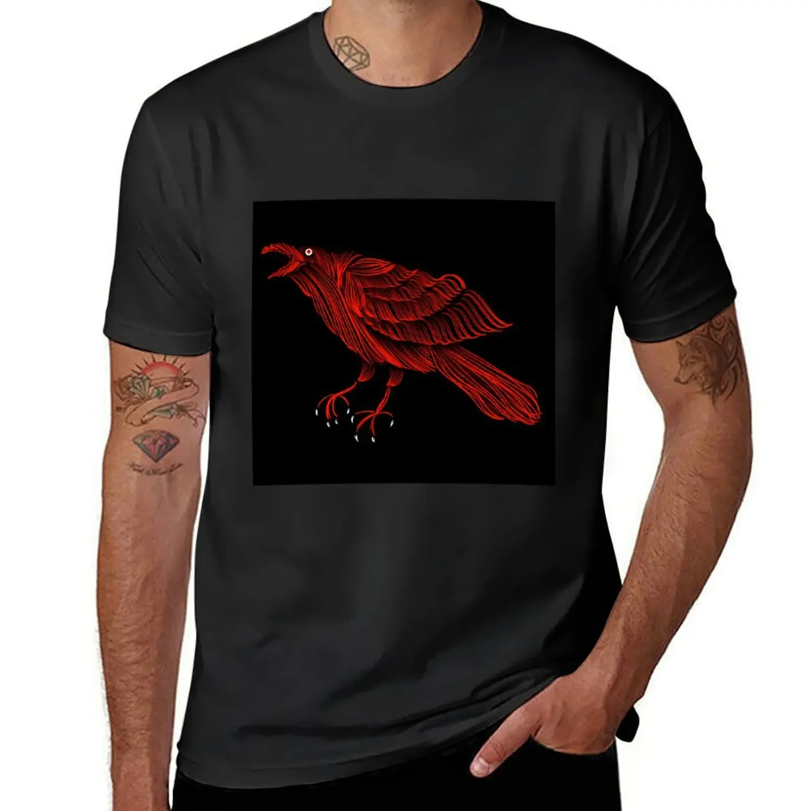 Мужские хлопковые футболки Red Goth Raven oversize
