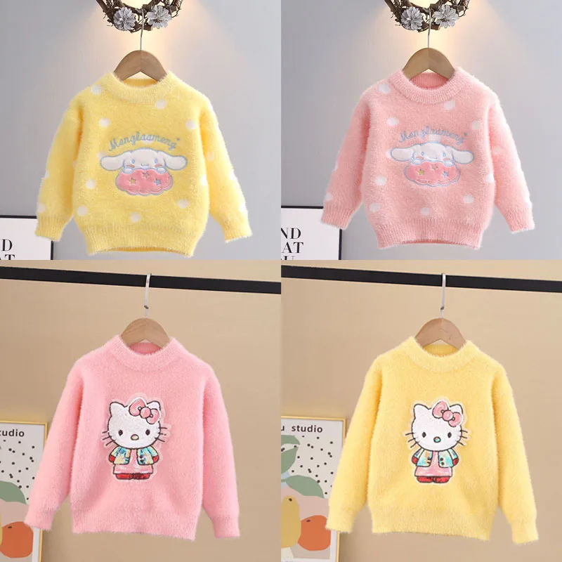 

Новинка Sanrioed плюшевые аниме Cinnamoroll Осень-Зима теплые детские свитера Мягкие плюшевые пуловеры для маленьких мальчиков и девочек Топ Футбол...