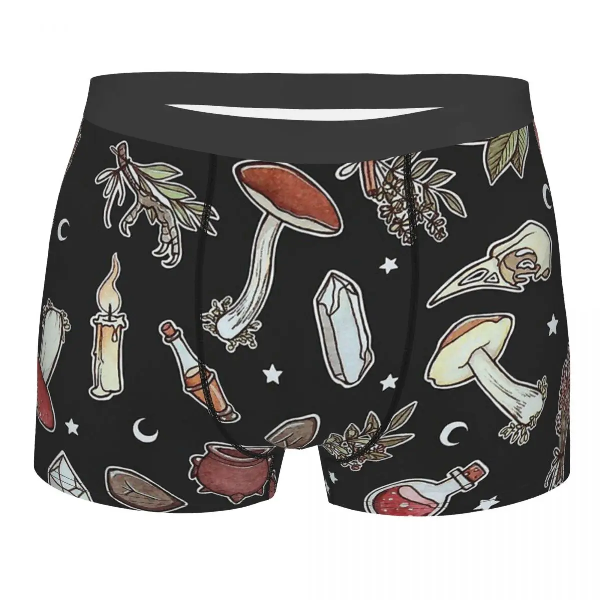 

Skeleton Skull Bone Witchy Pattern Dark Underpants Breathbale Panties Men's Underwear Comfortable Shorts Boxer Briefs