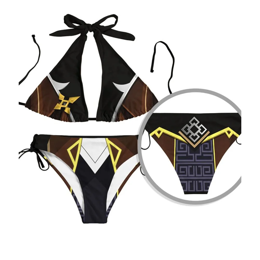 

Genshin Impact Zhongli Arataki Itto Bikini Swimsuit Cosplay Costume Swimwear Outfits Halloween Carnival Suit