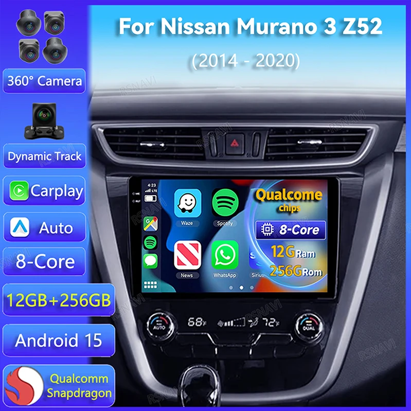 Фото Автомобильное радио Android 15 для Nissan Murano 3 Z52 2014 2015-2020 Carplay Auto Multimedia DSP 2Din Видеоплеер Головное устройство BT Стерео №1
