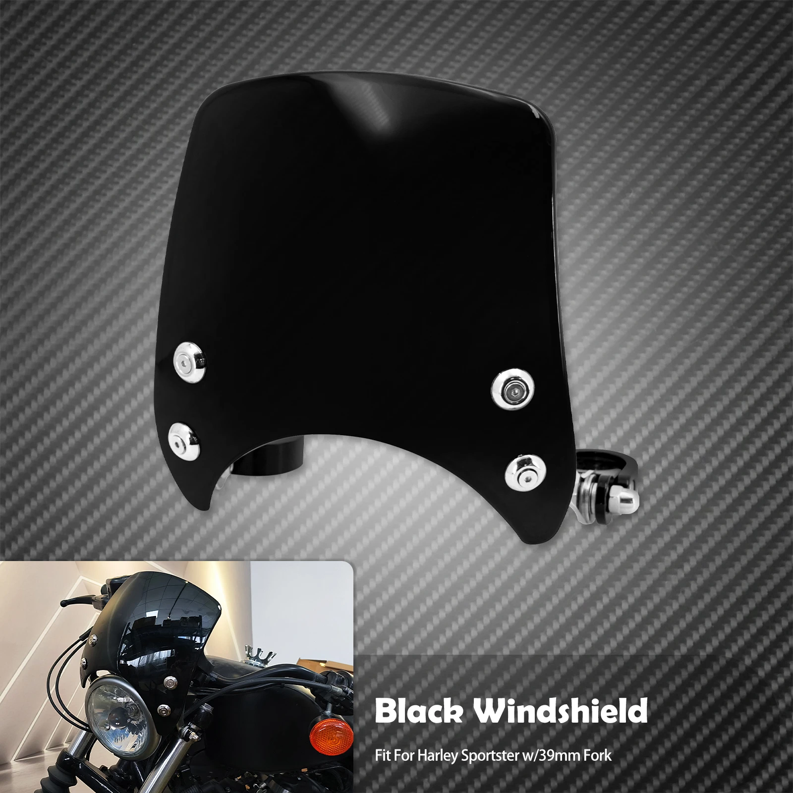 

Лобовое стекло мотоцикла, дефлектор ветрового стекла 39 мм-41 мм для Harley Sportster XL 883 1200 48 72 2004-2023, черный дымчатый прозрачный