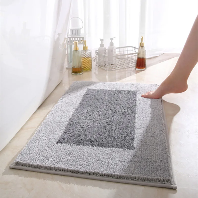 

Bathroom Doormats Modern Simple Style Solid Color Thick Hair Carpet Home Polyester Rug Machine Washable Absorbent Non-slip Mat