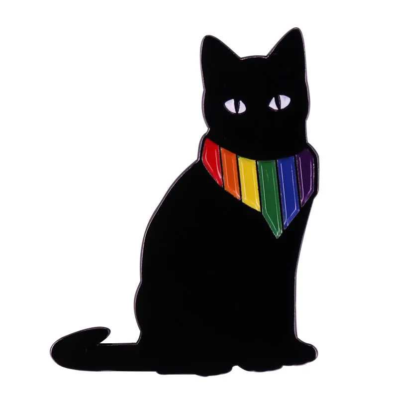 

B0408 LGBTQ Black Cat Rainbow Bow Tie Gay Pride Enamel Pin Lapel Pins Backpacks Brooches On Clothes Jewelry Gift Accessories