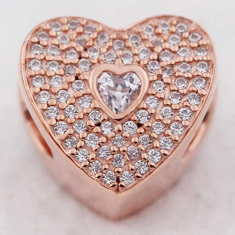 

New Rose Sweetheart With Crystal Beads Fit 925 Sterling Silver Bead Charm Bracelet Bangle DIY Jewelry