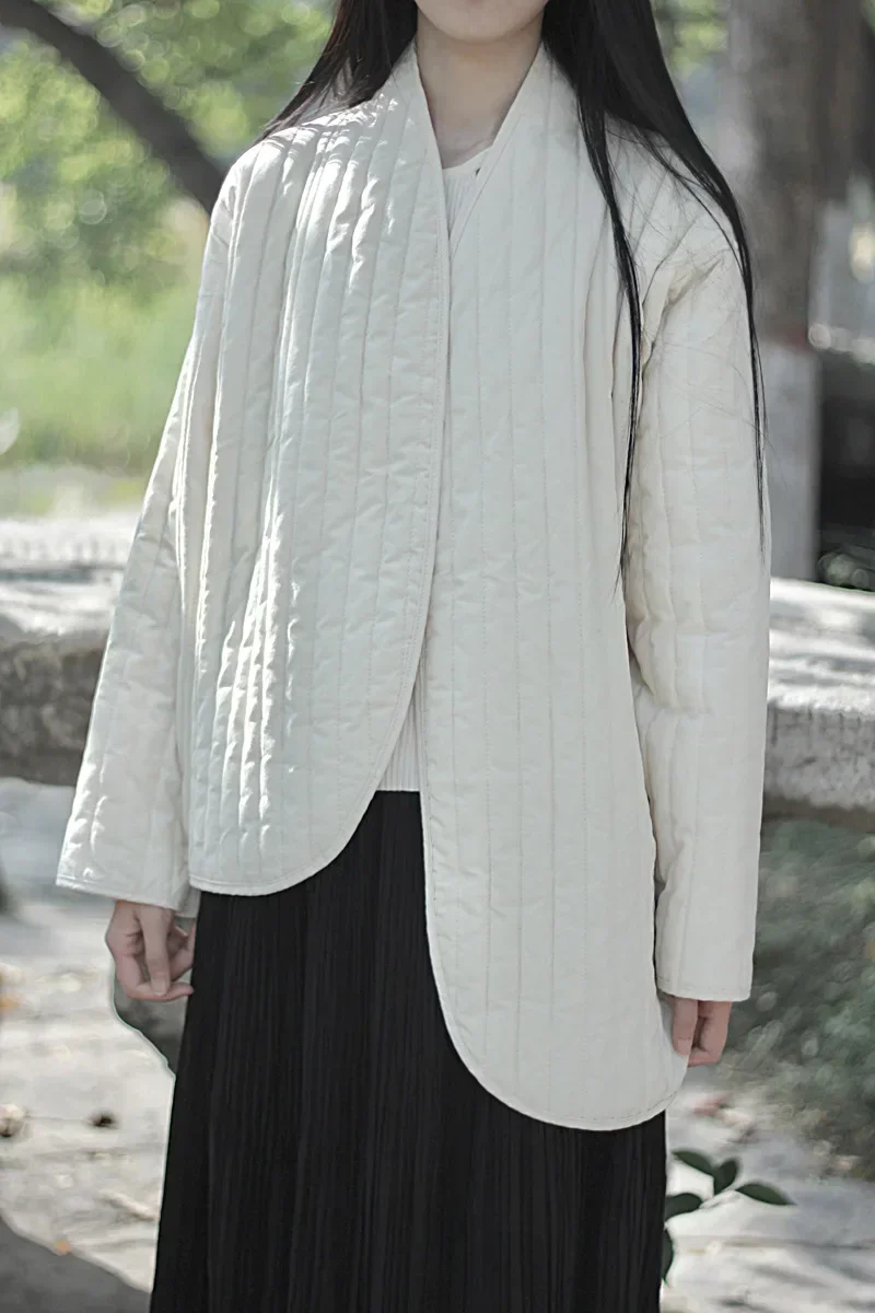 UMI MAO хлопковое льняное пальто женское 2023 зимнее винтажное литературное дзен